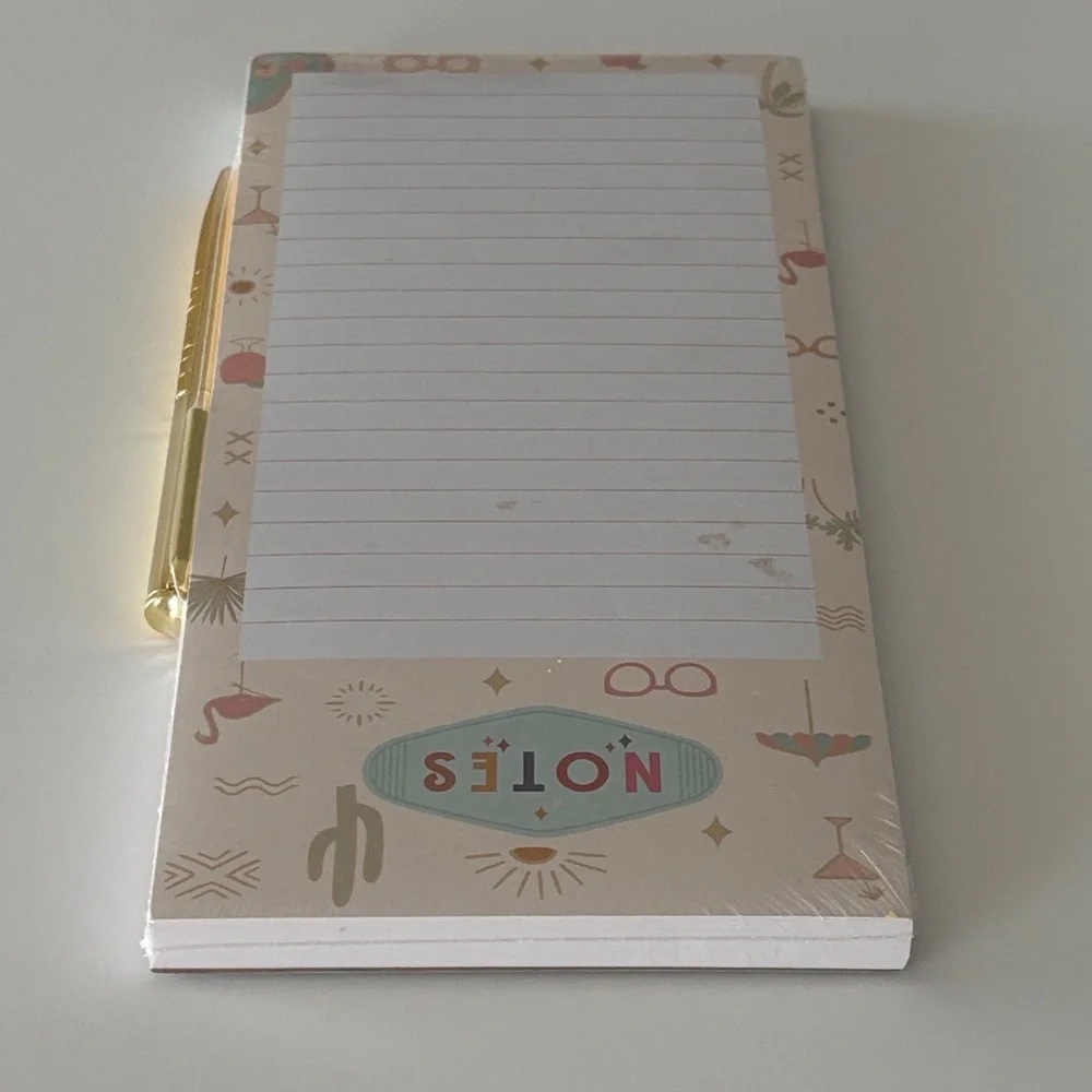 Lady Jayne Tropical Vacation Themed  Magnetic Notepad with 100 Sheets & Gold Pen